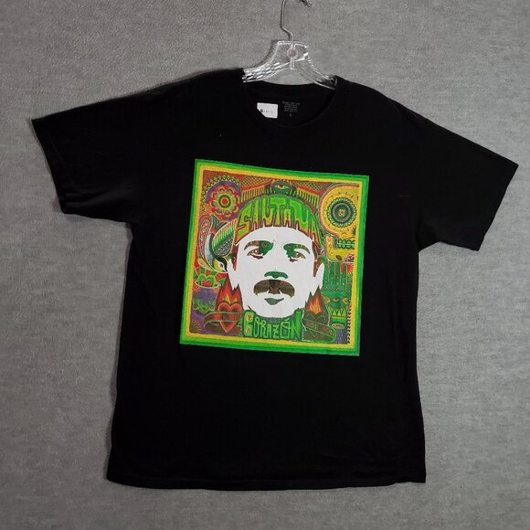 Carlos Santana Men‎ Shirt Large Black Corazon Tour 2014 Graphic Tee READ - Picture 1 of 8